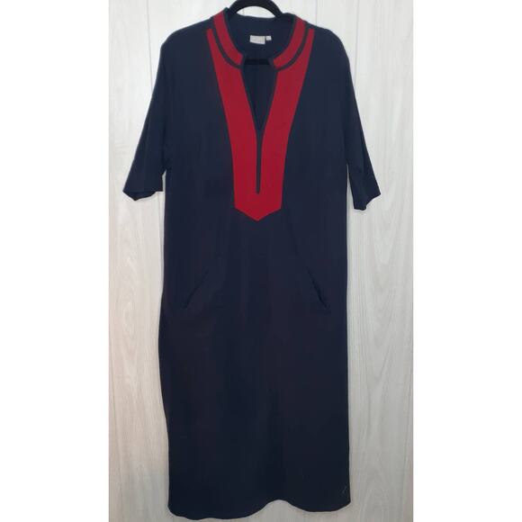 Ladies eShakti Maxi Dress Navy Red Size 2X - Picture 1 of 7
